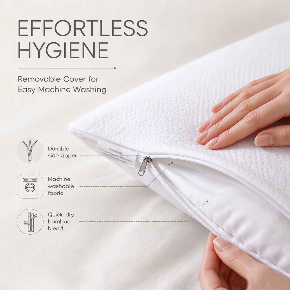 2 pillows, 35% bamboo fiber, waterproof, zippered removable pillowcases，50x66cm/50x70cm/50x75cm/50x90cm