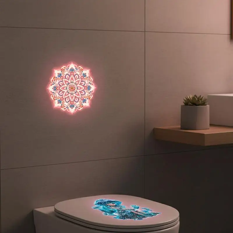 Luminous Floral Toilet Sticker Glow in the Dark Waterproof Self Adhesive Lid Decor for Adult Kid Restroom