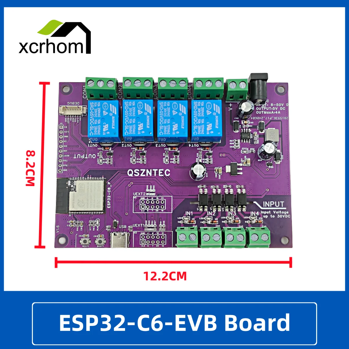 ESP32-C6-EVB Board Support Tasmota 4 Relay 4 Input with WIFI6 Bluetooth5 LE Zigbee Connectivity for Matter and Smart Home Work