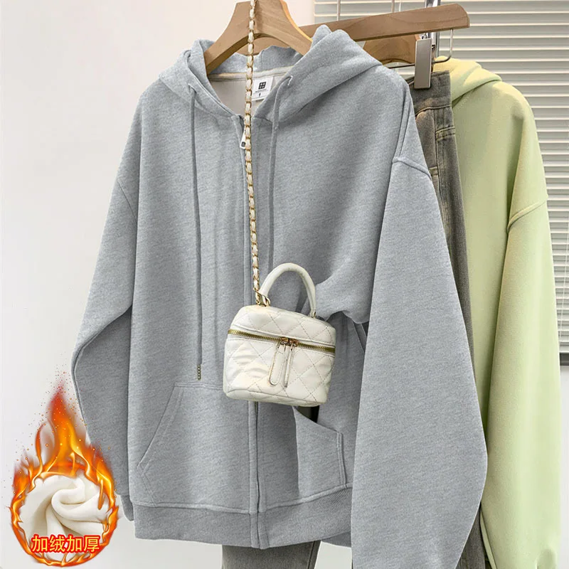 Multi Colored Hooded Women's Hoodie 2025 Autumn and Winter New American Cardigan Retro Niche Versatile Coat Ins Trend