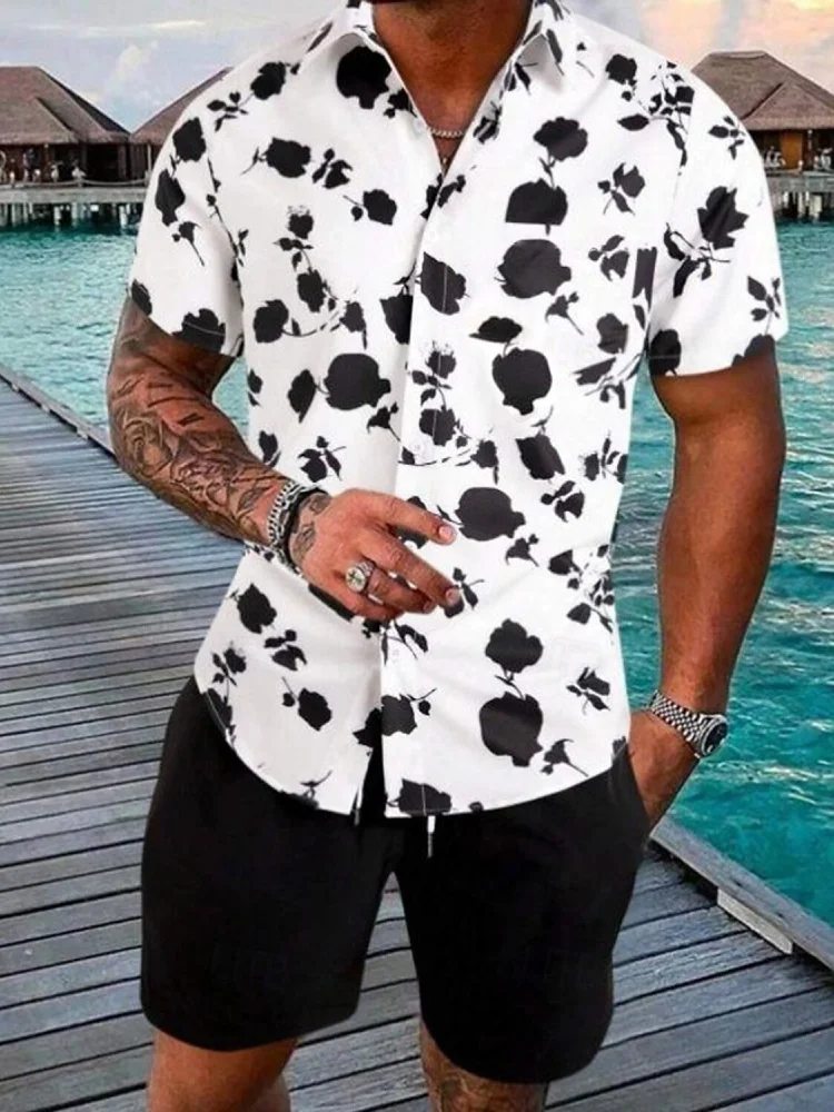 

3D Printed Men's Casual Shirt And Beach Shorts Set Summer Everyday Fashionable Short-sleeved Shirt Outdoor Sports Men's Shorts