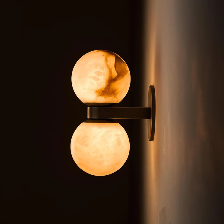 LED Natural Marble Alabaster Wall Lamp Bedroom Bedside TV Background Wall Corridor Hotel Retro Wall Lamp Indoor Decor Fixture
