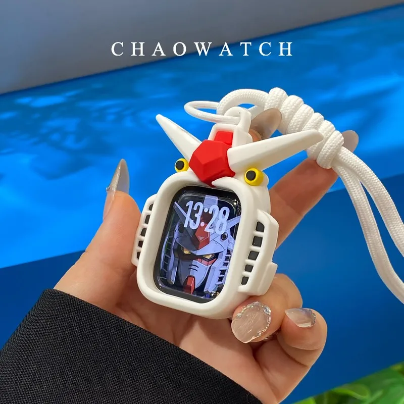 In Stock Rx-78-2 Series Strap Protector Case Soft Silicone Case For Apple Watch Series 11 10 9 8 7 6 Se White  Protective Cover
