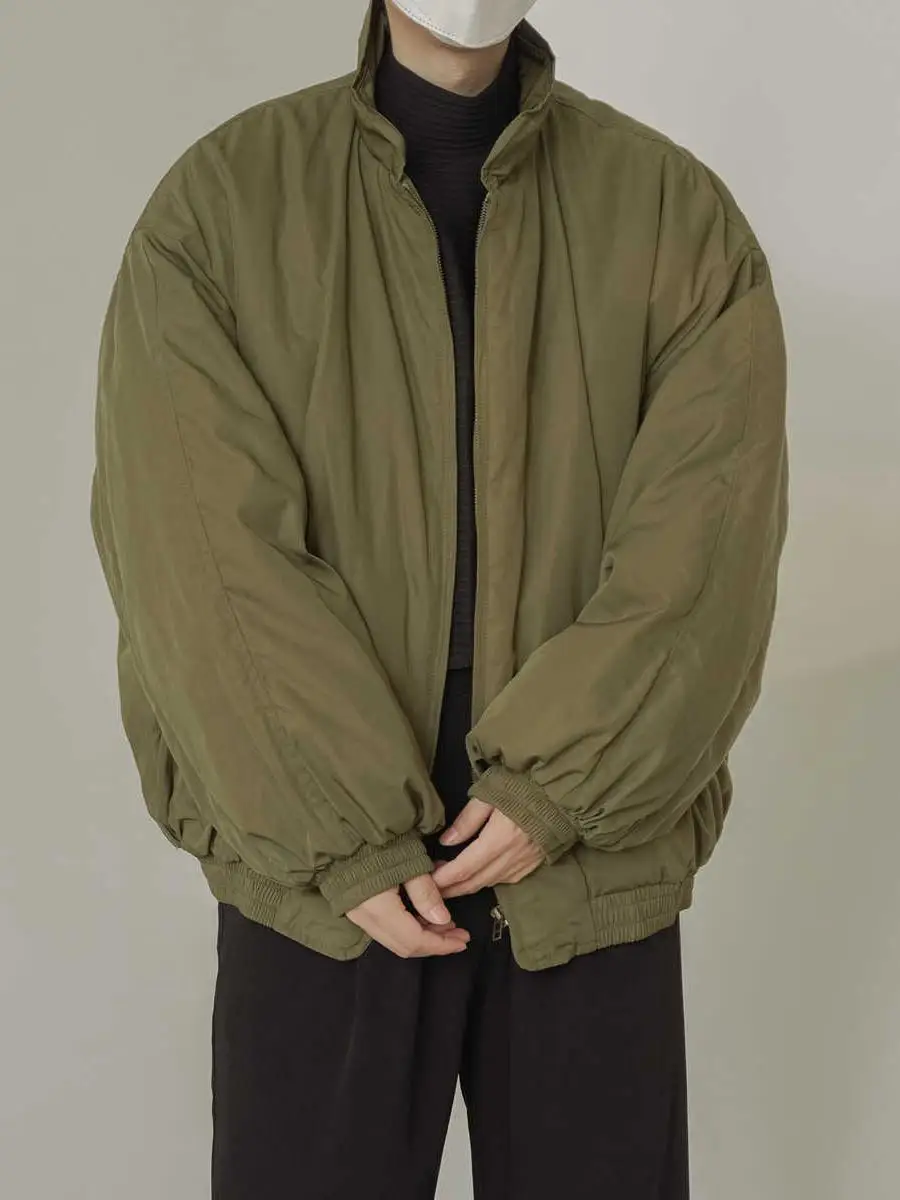 

Зимняя ретро-куртка MG24 в корейском стиле, свободного кроя, из хлопка, для мужчин, теплая, парная, верхняя одежда, модный воротник-стойка