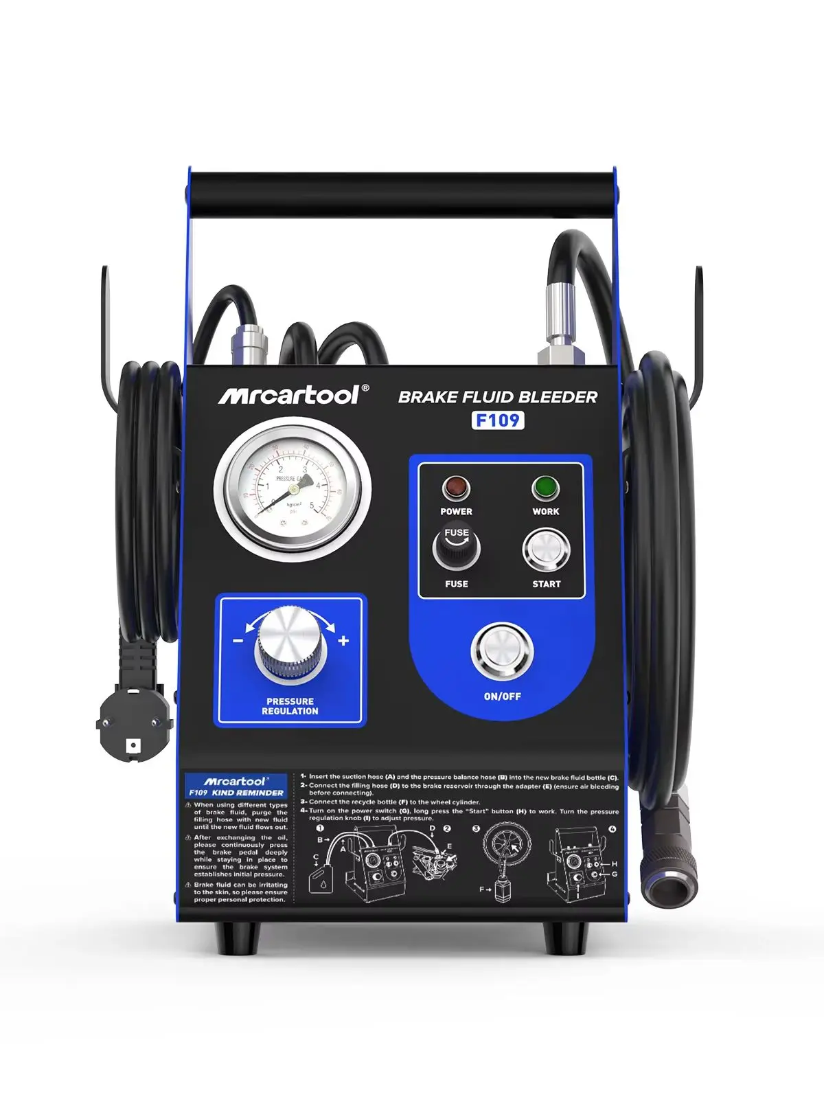 MR CARTOOL F109 Bremsflüssigkeits-Entlüfter Elektrische Impuls-Vakuumpumpe Bremsölwechsler Extraktionsgerät Autoreinigungswerkzeug 110V 220V