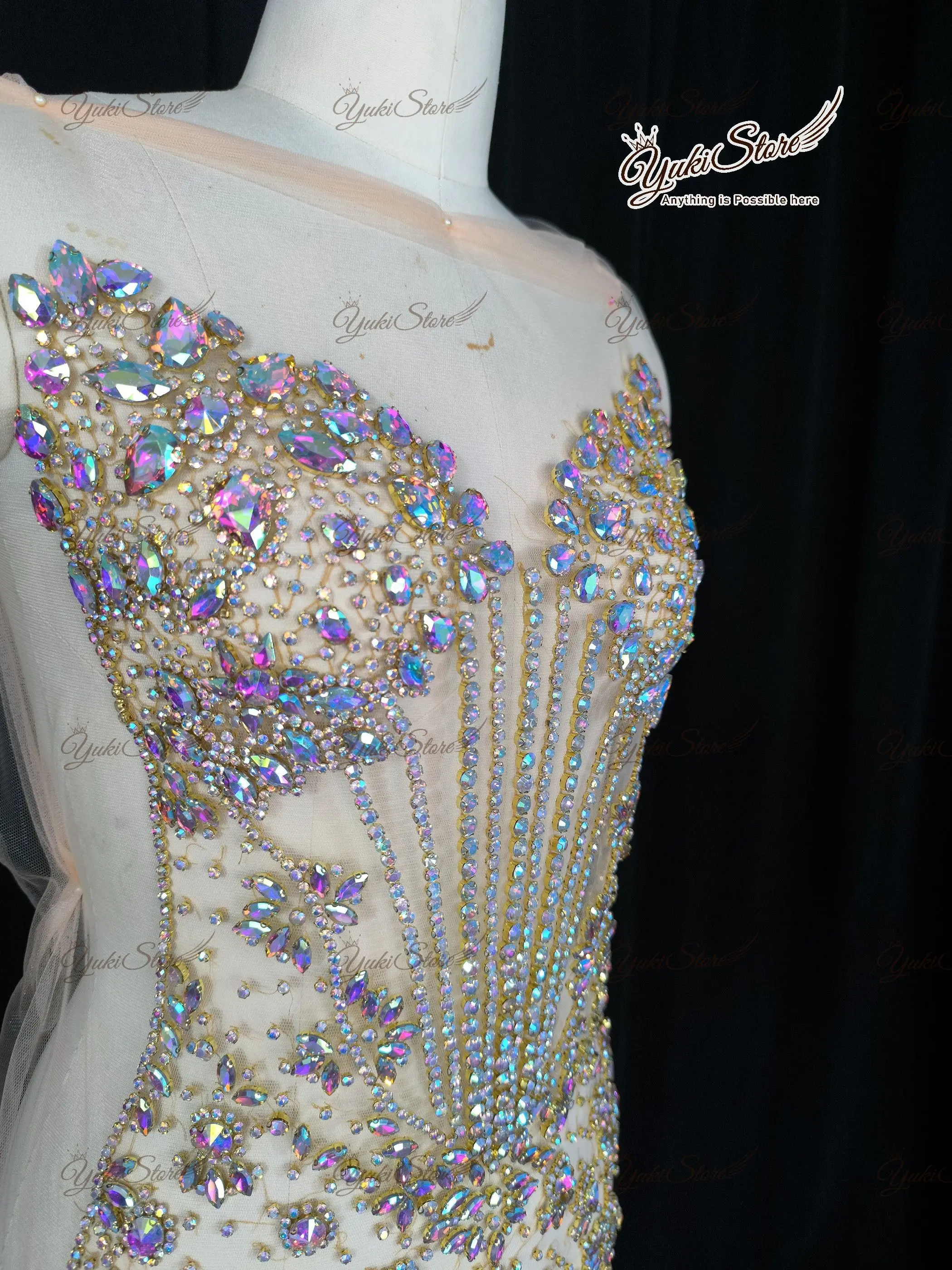 Crystal Handmade Rhinestone Body for Prom Dress Sew On Shiny Luxury Silver Stone JY030 2024