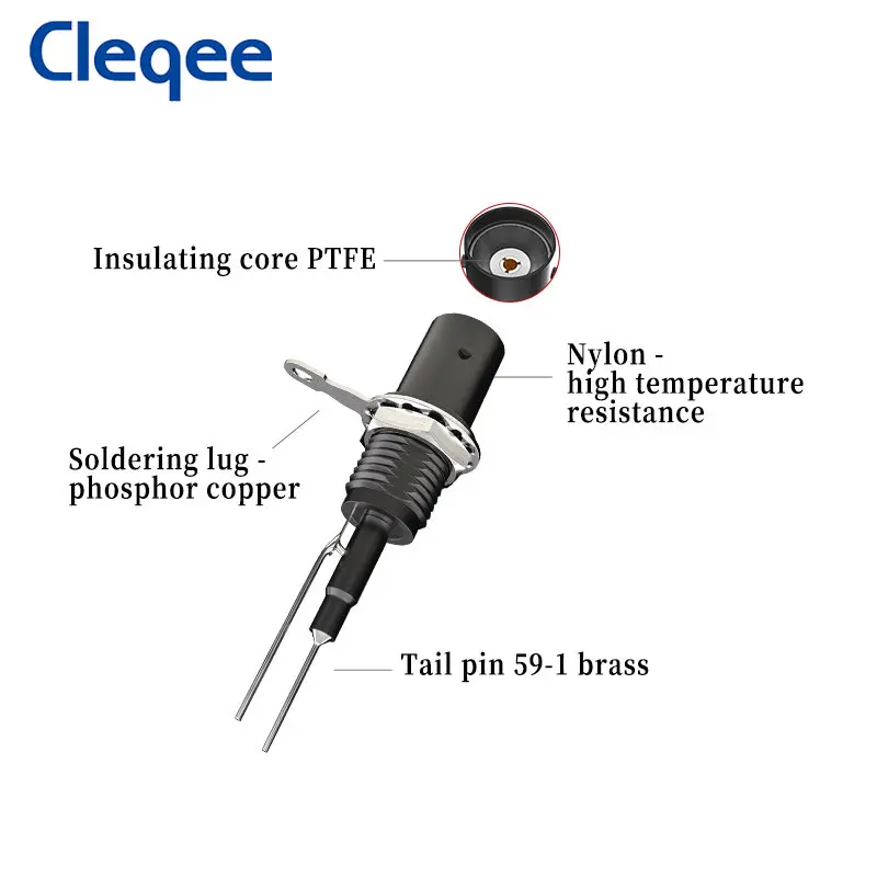 Cleqee p7002s 10 pçs 50ky bnc conector fêmea de segurança para instalação do painel instrumento alta qualidade diy acessórios