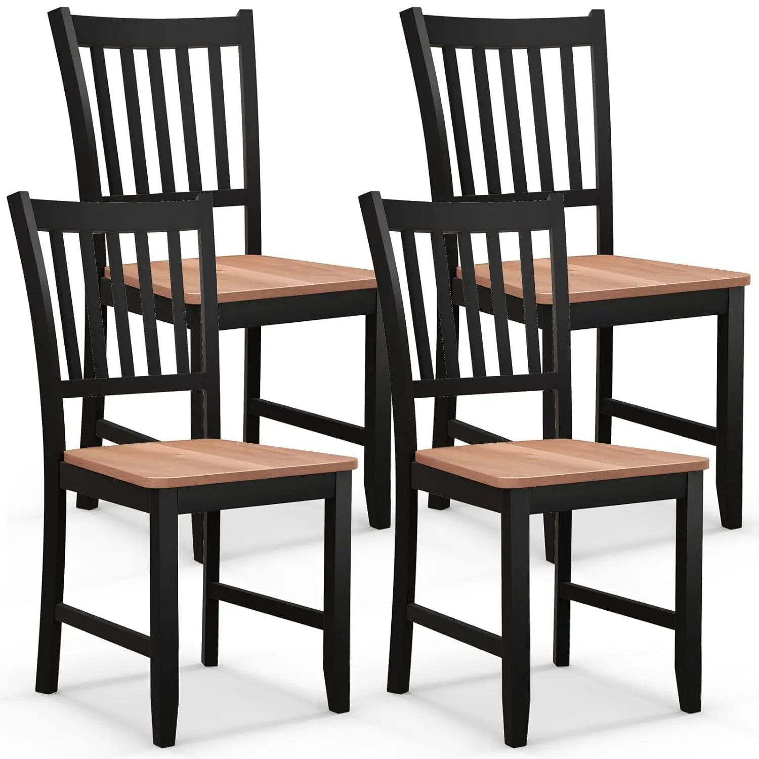 

Dining Chairs Set of 4, Mid Century Modern Dining Room Chairs with Solid Rubber Wood Legs and Curved Backrest, Kitchen Chairs fo