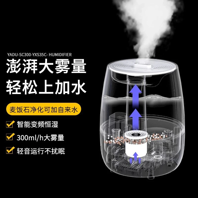 Humidificador doméstico silencioso: gran capacidad, niebla alta, seguro para bebés/embarazados para dormitorio y escritorio de oficina