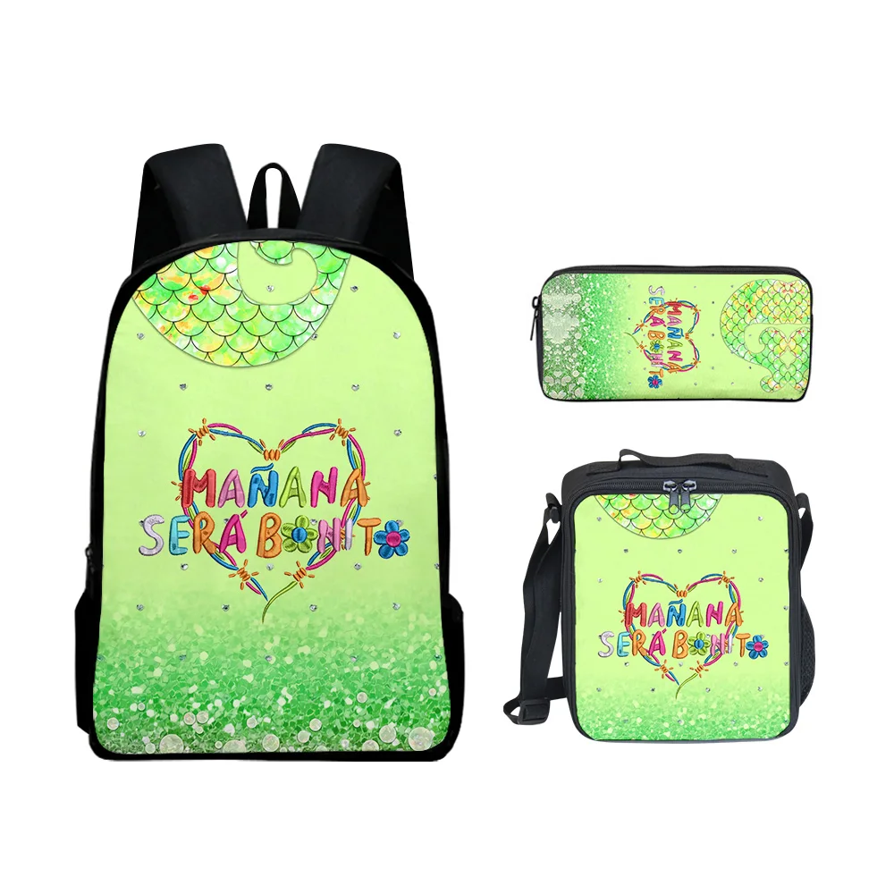 Trendy Popular New Manana Sera BonitoI 3D Print 3pcs/Set Student School Bags Laptop Daypack Backpack Lunch bag Pencil Case