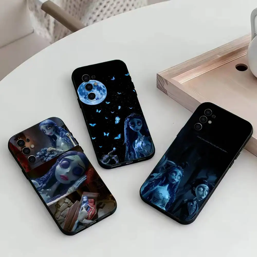 Funda de silicona suave negra para teléfono Samsung S25, S24, S21, S22, S23, S30, Ultra, S20, Plus, Fe, con diseño de la novia cadáver (Emily)