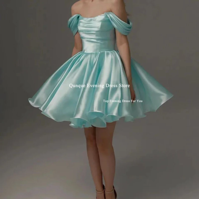 Qunque Off The Shoulder Mint Green Homecoming Dress Customized Prom Dresses Lace-up Back Cocktail Dresses вечернее платье в по