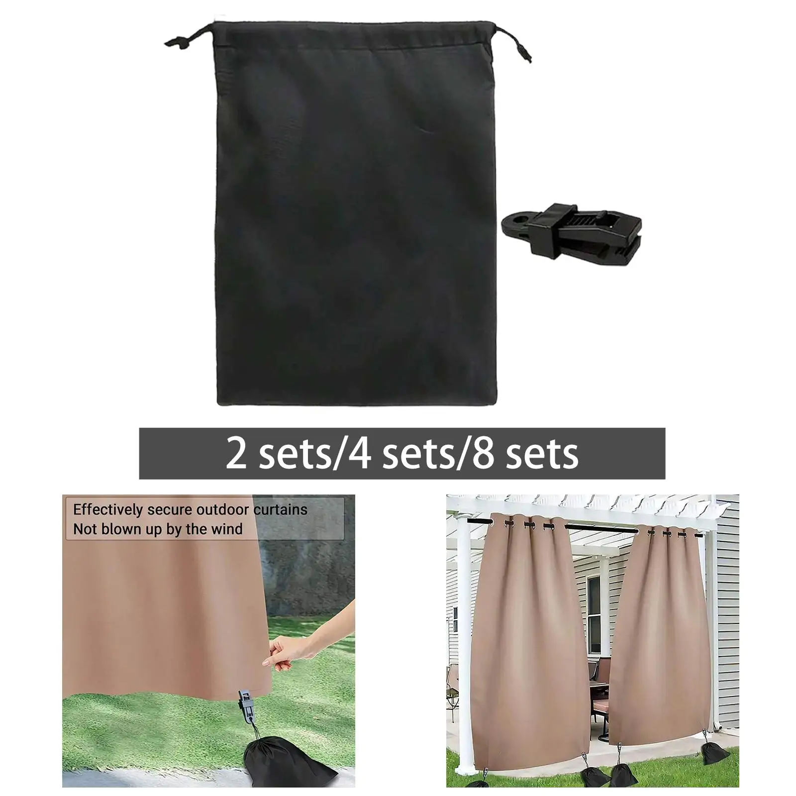 Outdoor Curtain Sandbag Weighted Bags Versatile with Retainer Clips