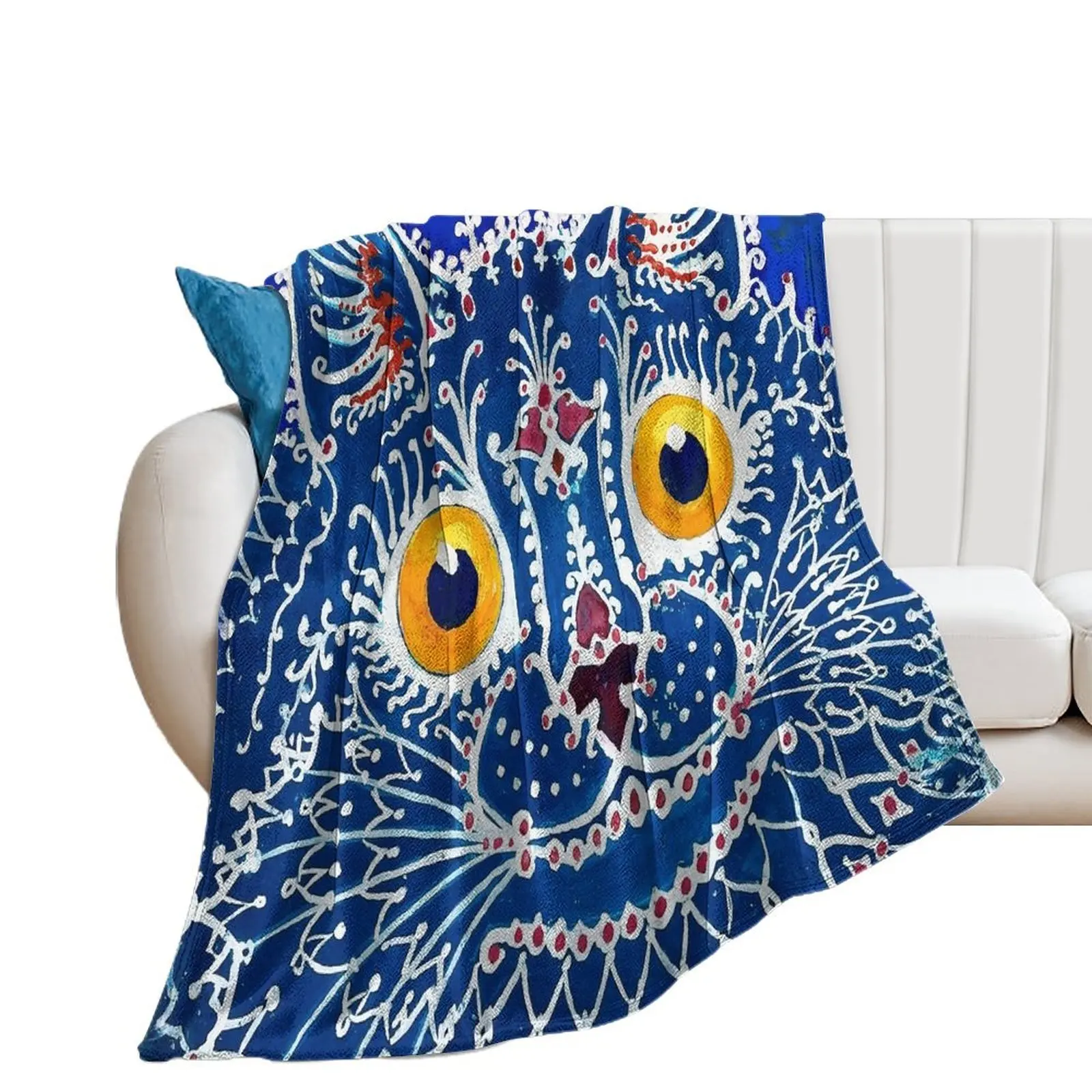 A cat in gothic style Gouache by Louis Wain Throw Blanket for babies Travel Beach Blankets