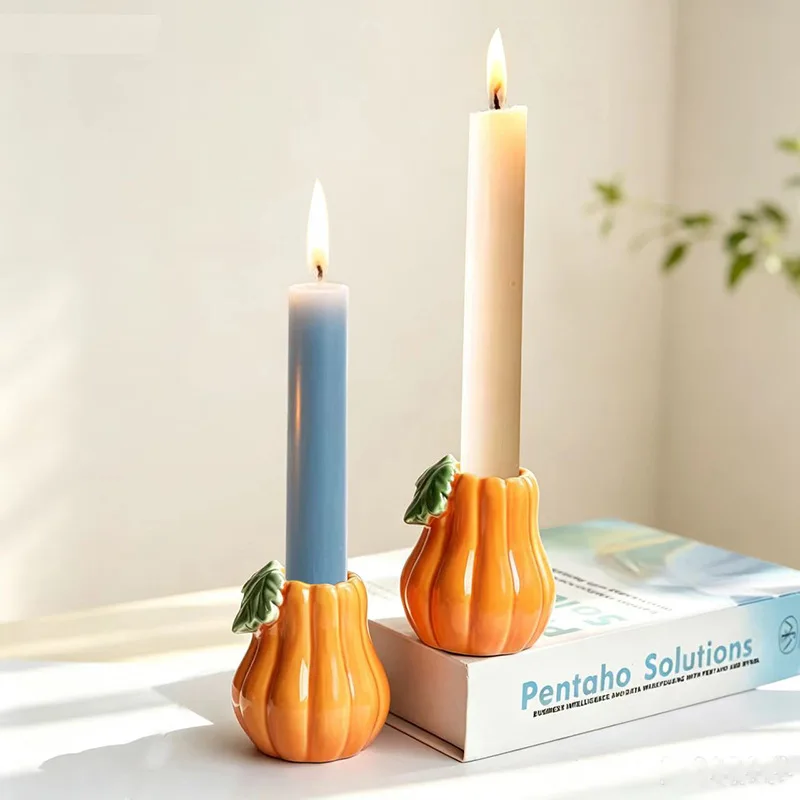 Halloween Pumpkin Ceramic Candle Holder Aroma Candle Lamp Desktop Ornament Luxury Feel Home Festival Party Decoration Gift