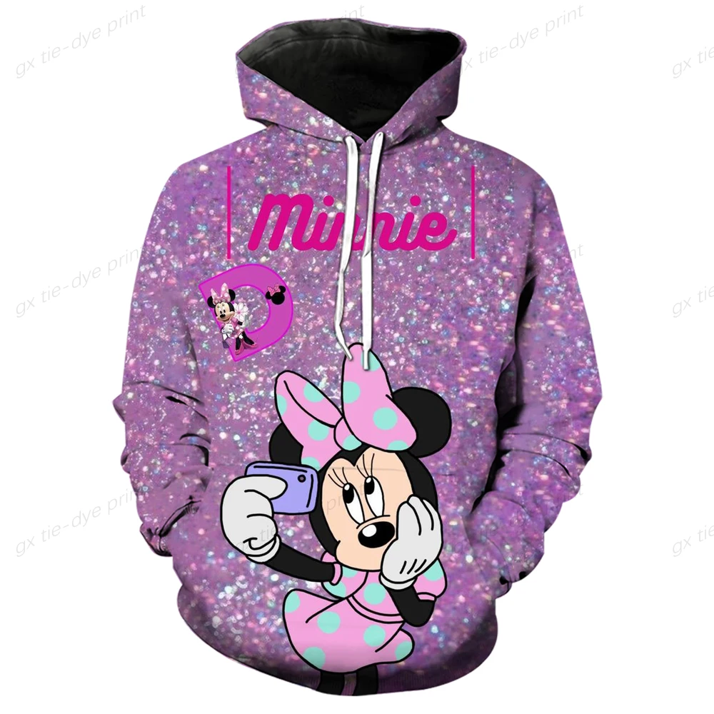 Mickey Mouse Print Hoodies Women Vintage Autumn Loose Hooded Shirt Grunge Street Sweatshirt Y2k Clothes Oversize Pullovers