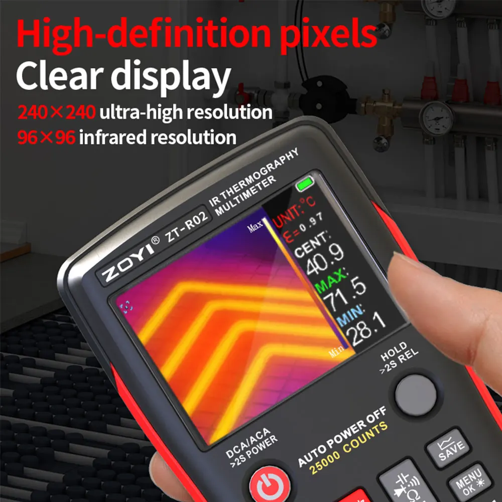 ZOYI ZT-R02 مقياس التصوير الحراري المتعدد 2 في 1 عداد رقمي احترافي 25000 عدد مع إصلاح دائرة كاميرا تعمل بالأشعة تحت الحمراء #5