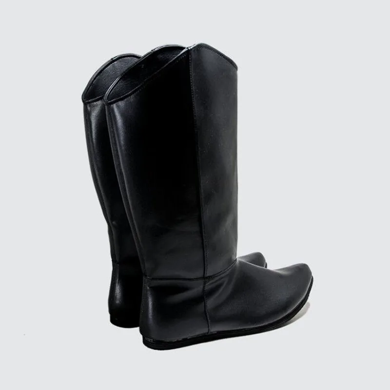 Schwarze Leder Hanfu Schuhe Männliche Kung Fu Stiefel Vintage Tang-Dynastie Krieger Offizier Schuhe Tanz Zubehör EVA Sohle