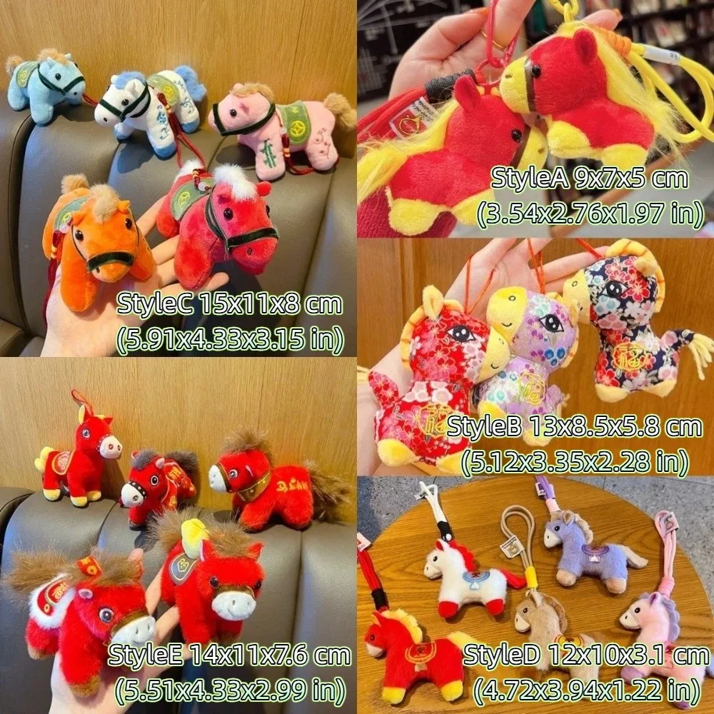 Knuffels Creatieve Pony Hanger Yuanbao Mascotte Poppen Pluche Paard Sleutelhanger Leuke Pluizige Knuffeldier Sleutelhanger Jaar van Paard