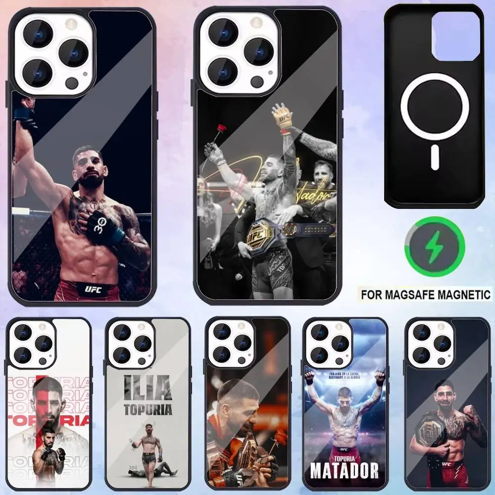 

I-Ilia Fighting T-Topuria Phone Case For iPhone17,16,15,14,13,12,11 Plus,Pro Max Magnetic Magsafe Wireless Charging