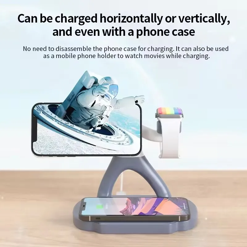 3 in 1 double 15w fast charging magnetic wireless bracket QC3.0 compatible with PD function