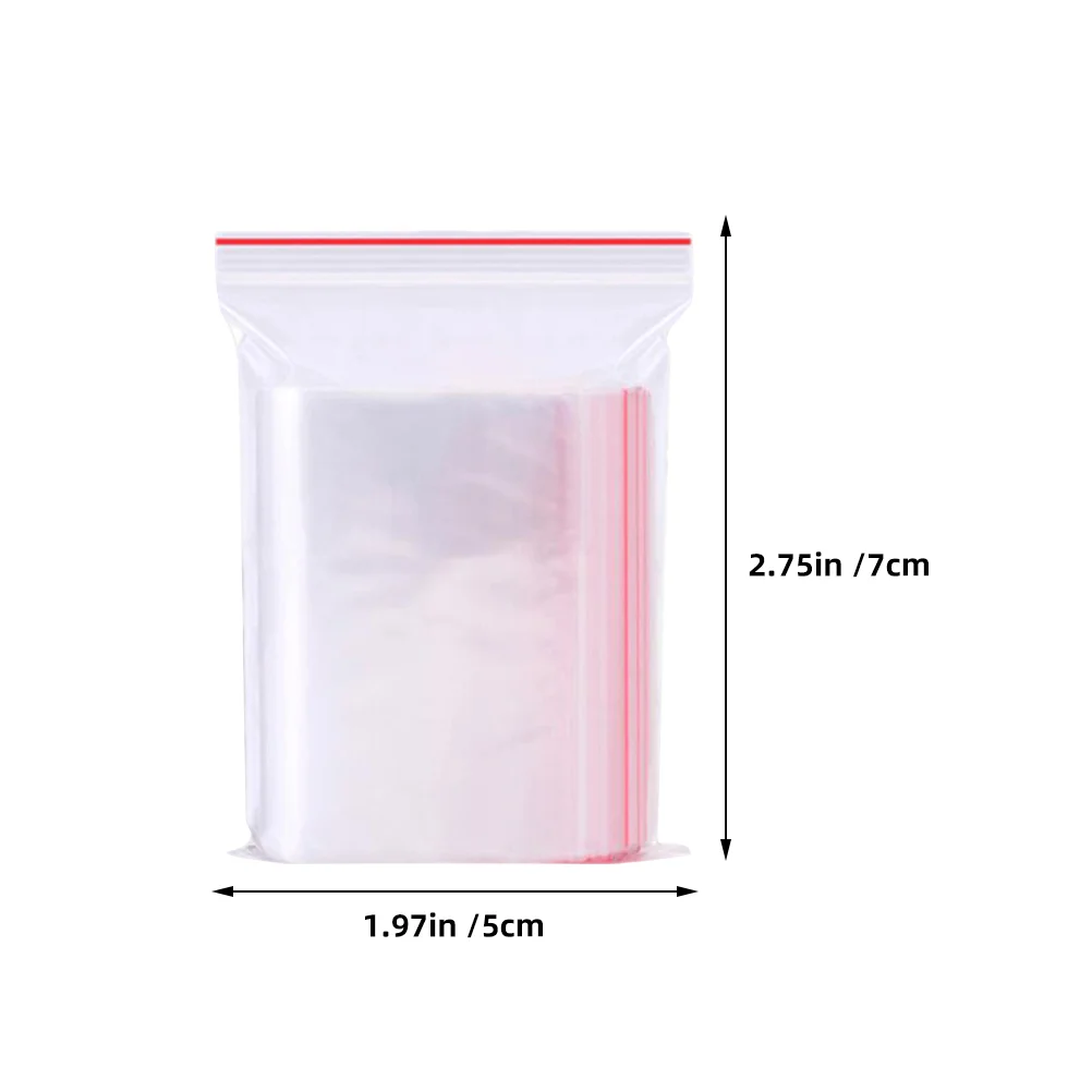 100 Uds. Bolsas transparentes con cierre de cremallera, bolsas transparentes resellables, almacenamiento de plástico pequeño, diseño autosellado impermeable para joyería de dulces