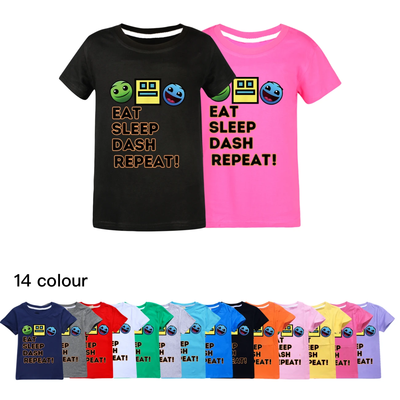 

Angry Geometry Dash T Shirts Kids 2024 Summer Camiseta Teenager Boys 100% Cotton Clothes Baby Girls Cartoon Tshirts Children Tee