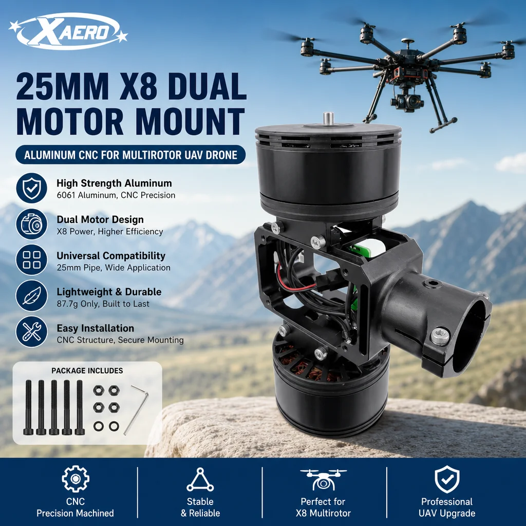 XAERO 25mm X8 Upper Lower Motor Mount Aluminum CNC for Multirotor UAV Drone
