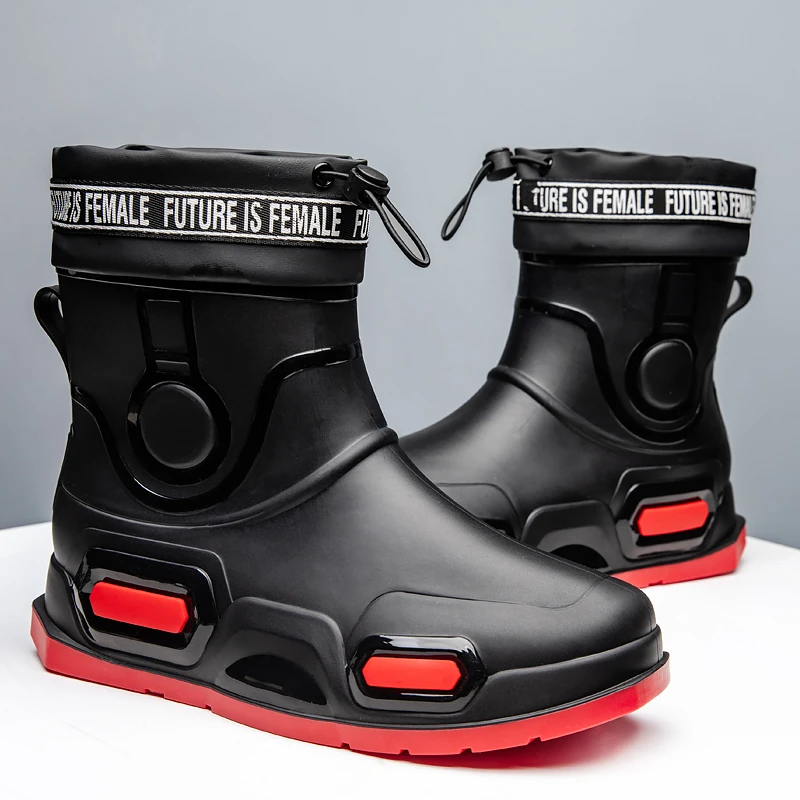 Bottes de pluie hautes imperméables pour hommes, chaussures de pêche pour jeunes hommes, randonnée en Y, travail de chef non ald, rinçage, quatre saisons