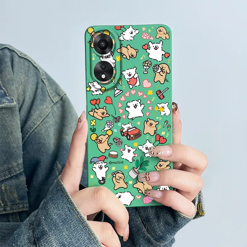 For OPPO A78 5G / A1X 5G Phone Case CPH2483 CPH2495 Cover Silicone Sweet Painted Shell Cartoon Funda Lovely Printed Casing Coque image 4