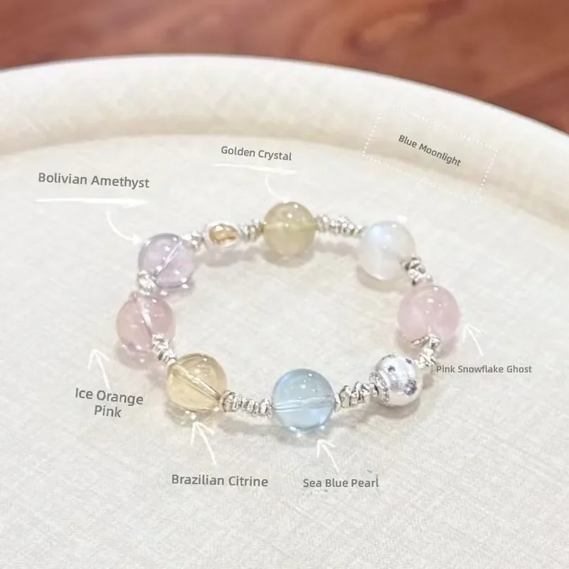 Source Factory Wholesale Natural Duobao Crystal Bracelet Lemon Crystal White Crystal Powder Crystal Premium Crystal Bracelet