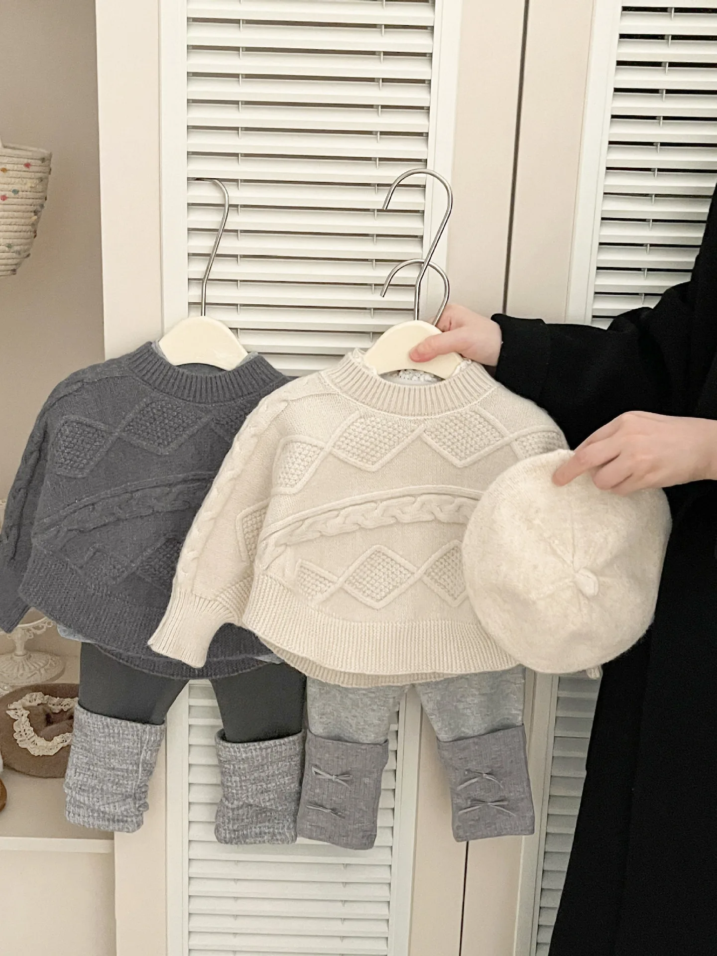 

Модный свитер Thiened Batwing Sve для маленьких девочек, теплая вязаная зимняя одежда, круглый топ Ne Long Sve