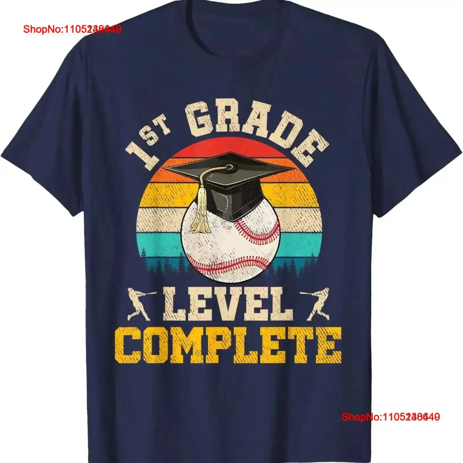 1st Grade Level Complete Baseball Boy Last Day Of School T Shirt vintage Washed fashion homme Casual graphic vintage Washed