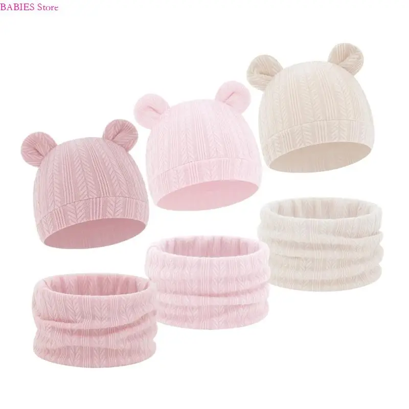 

C9GB Мягкие детские шапочки 2 в 1, комплект шарфов с подогревом, вязаное снаряжение для холодной погоды, двухслойная зимняя для