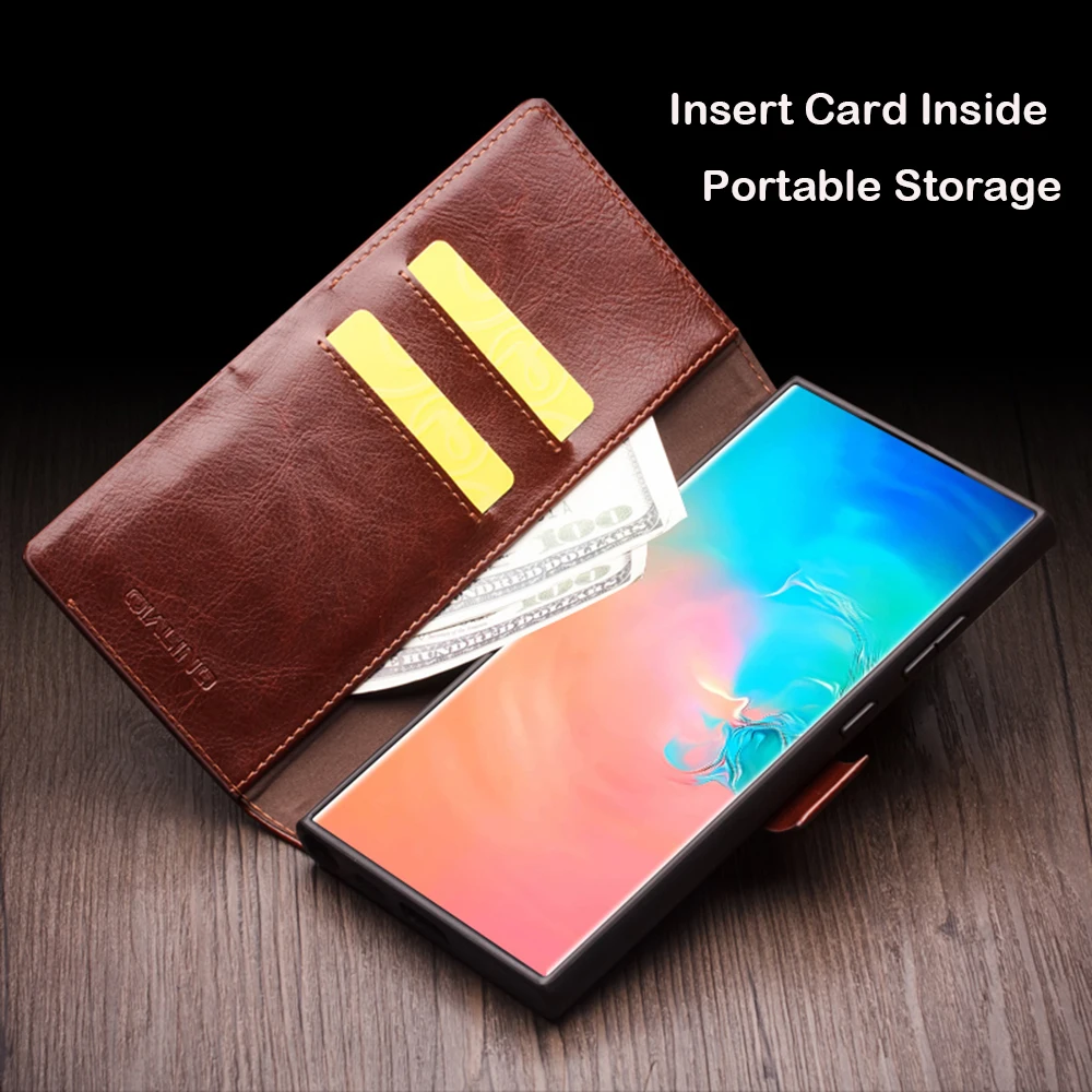 QIALINO Genuine Leather Phone Case for Samsung S25+ Plus 5G Business Style Fashion Luxury with Card Slots Cover for S25 Ultra 5G