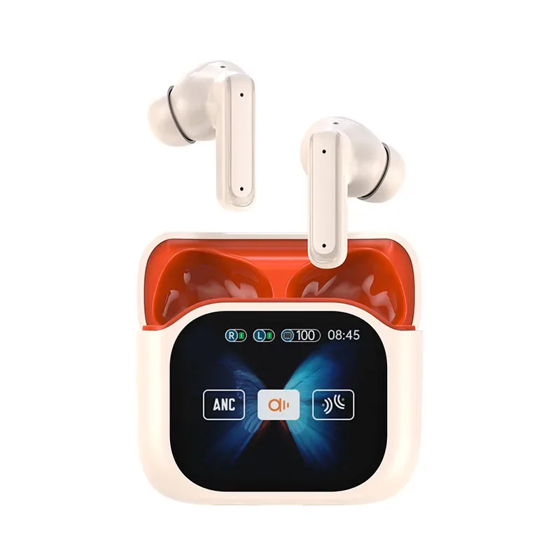 Wireless Earbuds With Noise-Canceling, Touch Screen Display Headphones For Business Travel Leisure Sports Wireless Earphone