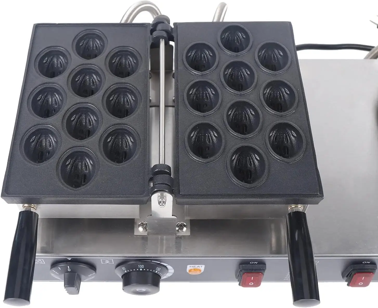 Máquina para hacer gofres eléctrica comercial, máquina para hacer gofres antiadherente de acero inoxidable de 20 piezas de 1,5 kW, máquina para hacer gofres con parrilla para gofres