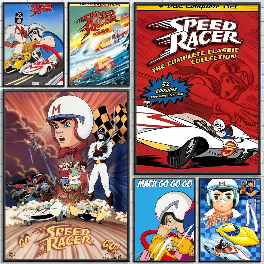 Anime Go Go Speed Racer Painting Calligraphy Stylish Canvas Poster Wall Art for Bedroom Living Room Study Home Decor Gift