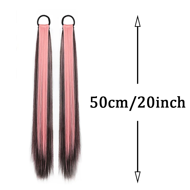 วิกผมหางม้ายาวย้อมสีสำหรับเด็กผู้หญิงวิกวิกผมปลอมหางม้าเผ็ดแบบผูกต่ำห่วงมัดผมเทศกาลดนตรีฮาโลวีน