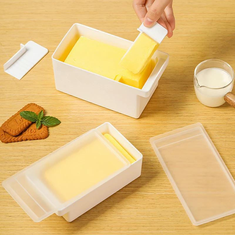1PC Butter Box Cheese Rectangular Preservation Box With Lid Spatula Butter Storage Box Fridge Organizer Bread Box Container