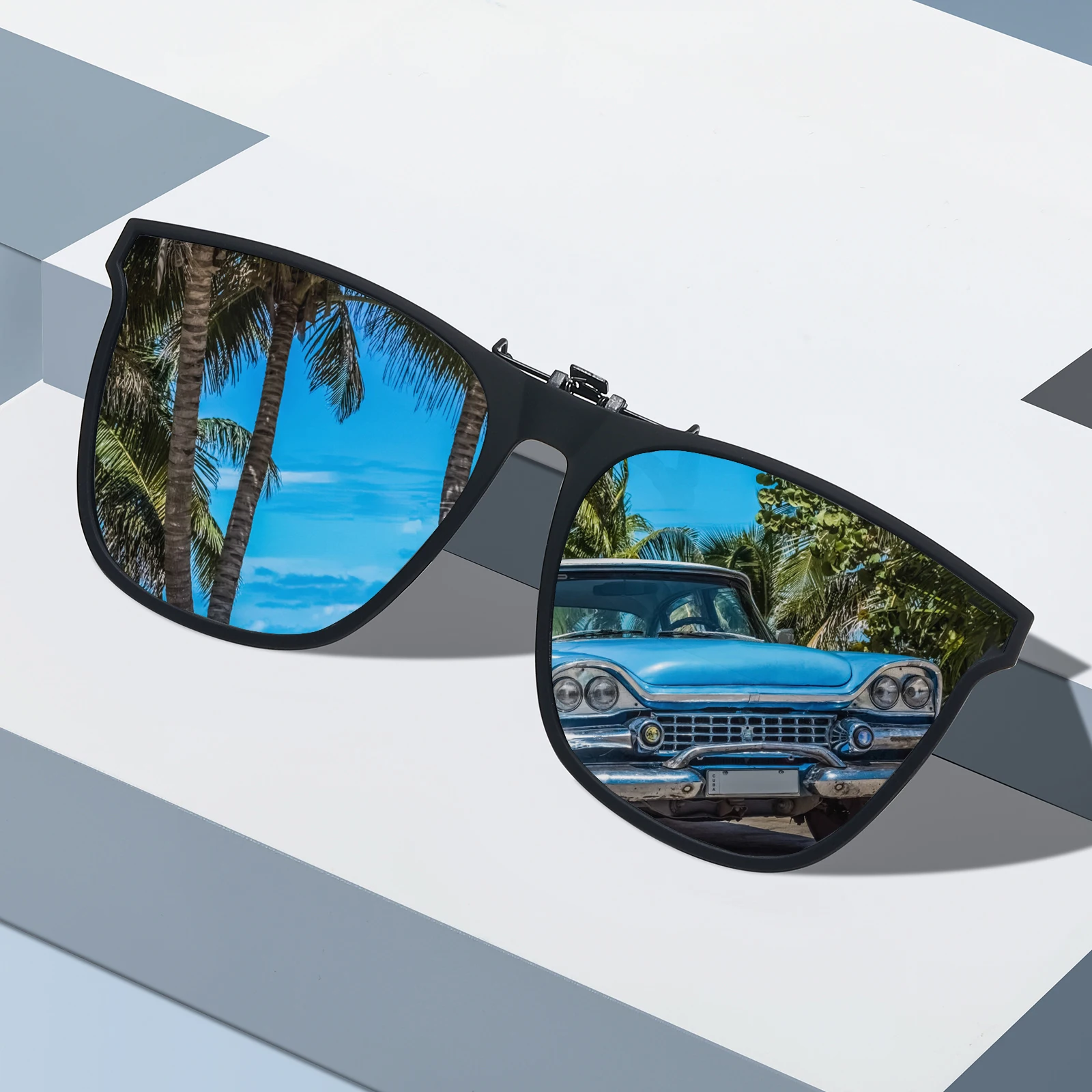 VEITHDIA Sunglasses Clip Polarized Outdoor Clip-on Flip Up Clip Rimless Sunglasses For Prescription Glasses UV400 TAC Lens VXK5