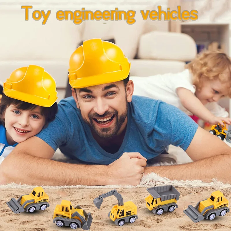 

10pcs Mini Pull Back Cars Construction Vehicle Pull Back Cars Excavator/Dump Truck/Roller/Bulldozer Kids Birthday Toys Gift