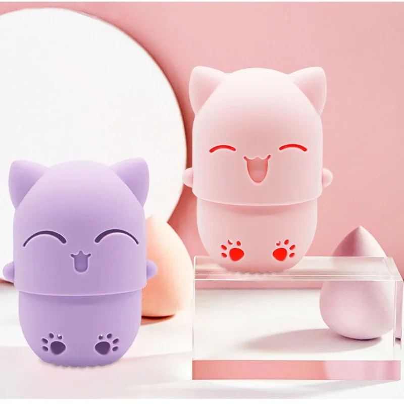 Soft Silicone Cosmetic Blender Sponge Box Holder Beauty Powder Puff Blender Holder Sponge Makeup Egg Drying Case Portable