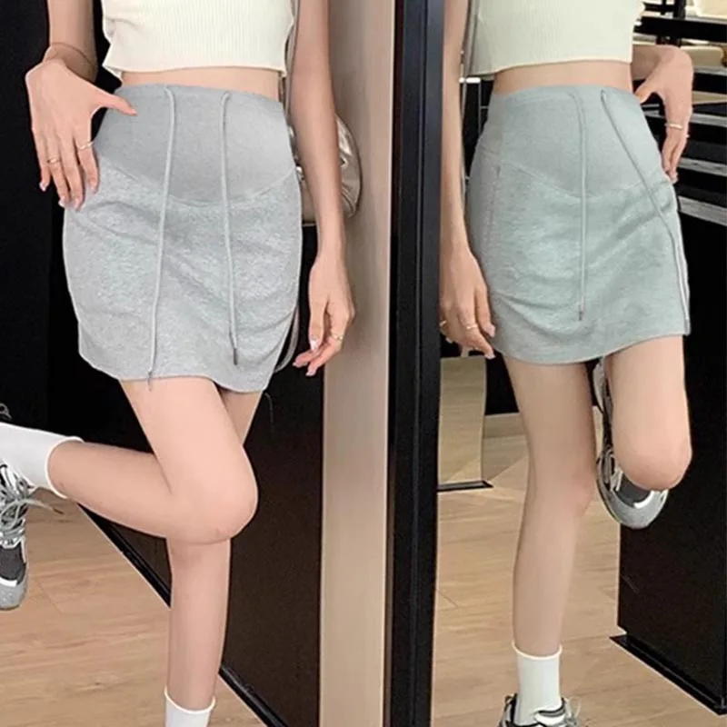 Pregnant Women Casual Sports Skirt Adjustable Waist Maternity Belly Skirt with Lining Summer High Waist Pregnancy Suits Skirts