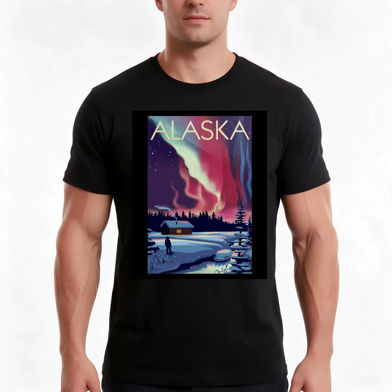 Copy of Vintage wild Alaska poster 11 T-Shirt, Summer Casual Cotton Tee, Oversized Streetwear Tops, Vintage Graphic Print