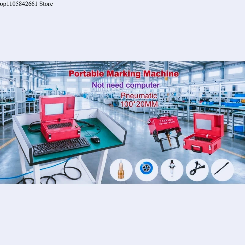 Portable Pneumatic Electric Marking Machine, Handheld Metal Engraving Marker for Parts Frame Number Plate Marking
