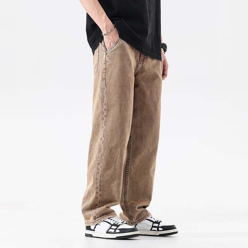 봄 여름 새로운 청바지 남성 streetwear 패션 느슨한 캐주얼 빈티지 노란색 데님 헐렁한 청바지 바지 남성 y2k 청바지 바지