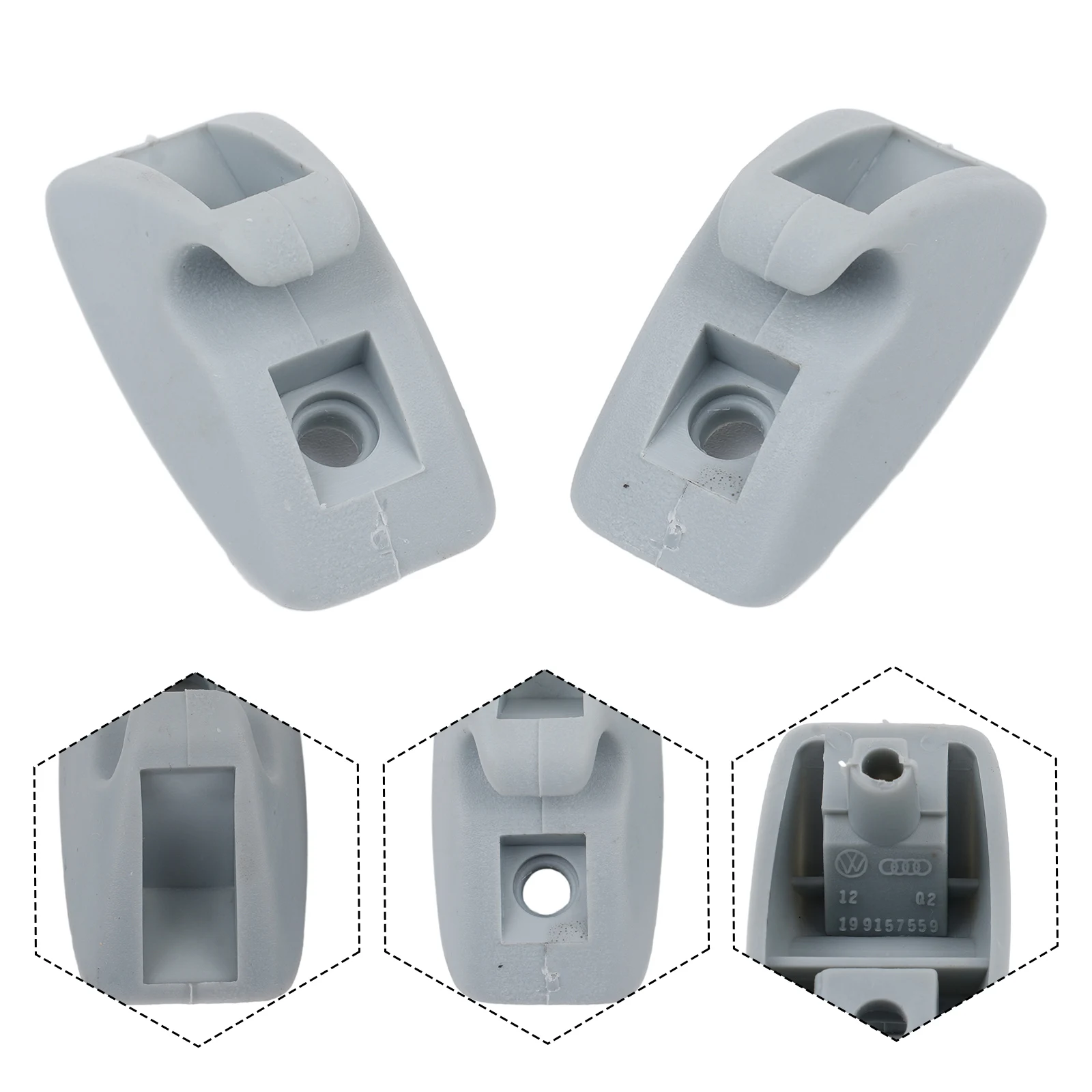 2pcs Car Sun Visor Support Clip Front Retainer Hanger For MK1 Gray 191857559 Left Right Plastic Gray Easy Installation