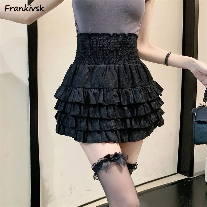 

Women Skirts Solid Colors Shopper Summer Classical New Arrival Pleated Lace Hotsweet Ballet Fairy Girlish Japanese High Waist