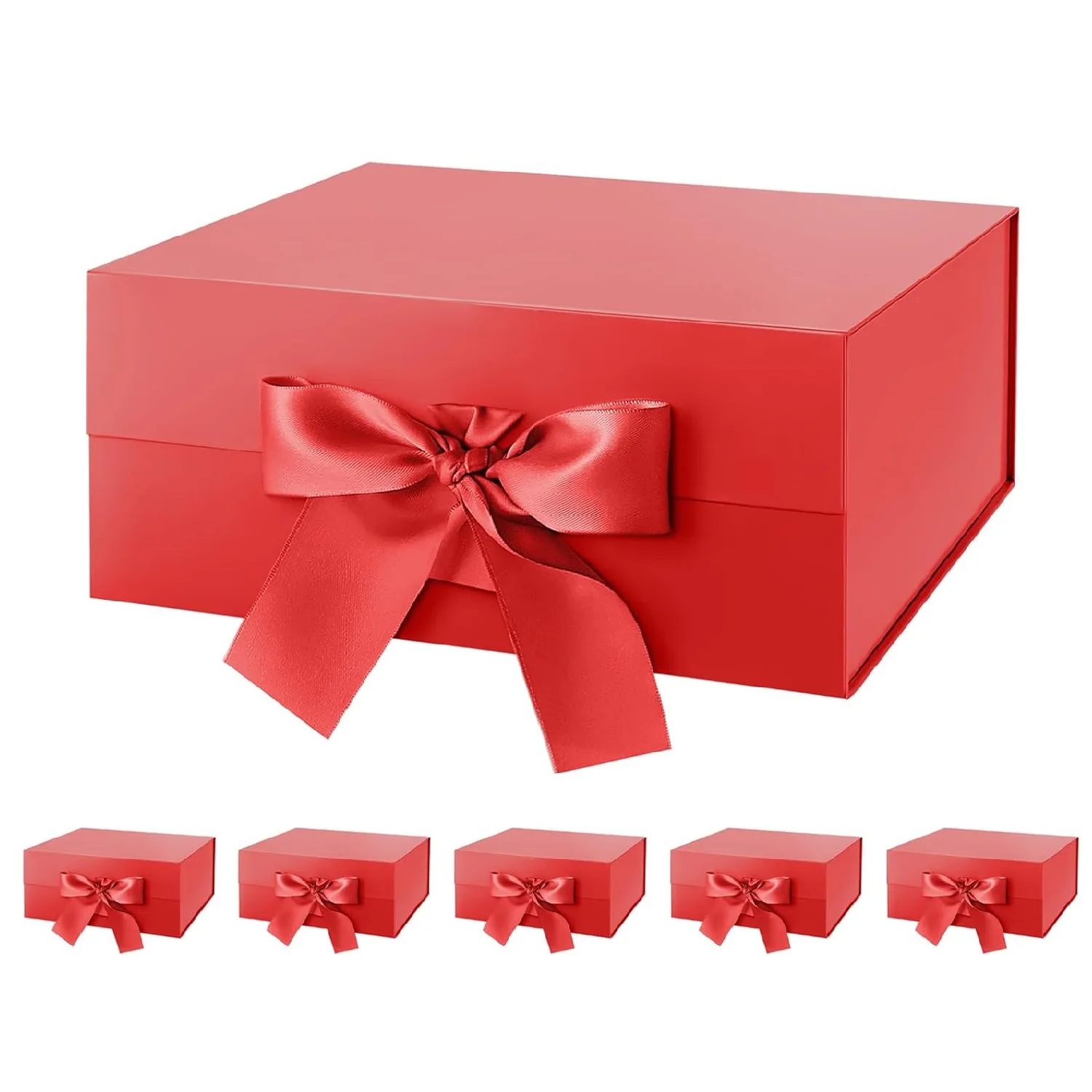 

Gift Boxes with Ribbon 9.5x7x4 Inch Merry Christmas Red Gift Boxes with Lids Collapsible Gift Boxes Magnetic Closure Gift Boxes